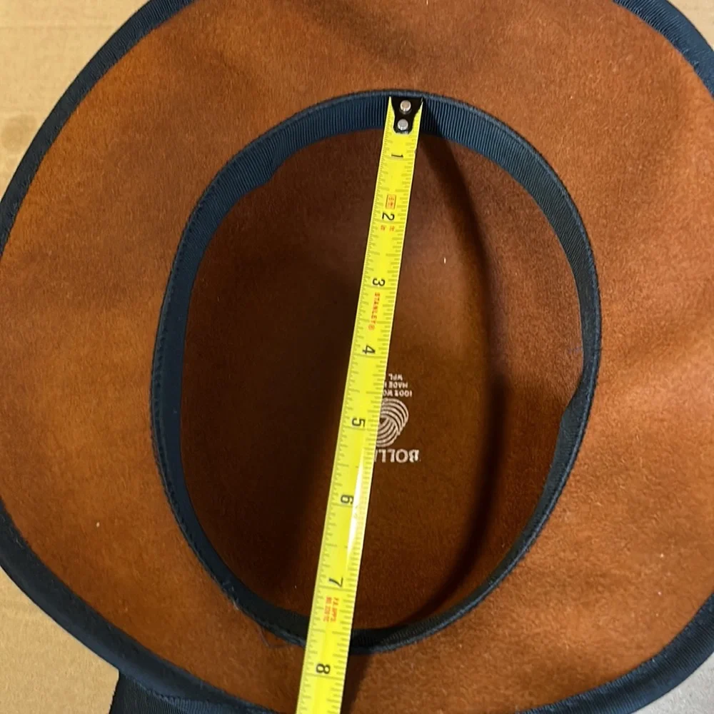 Vintage Bollman Brown 100% Wool Hat with bow 7.5”